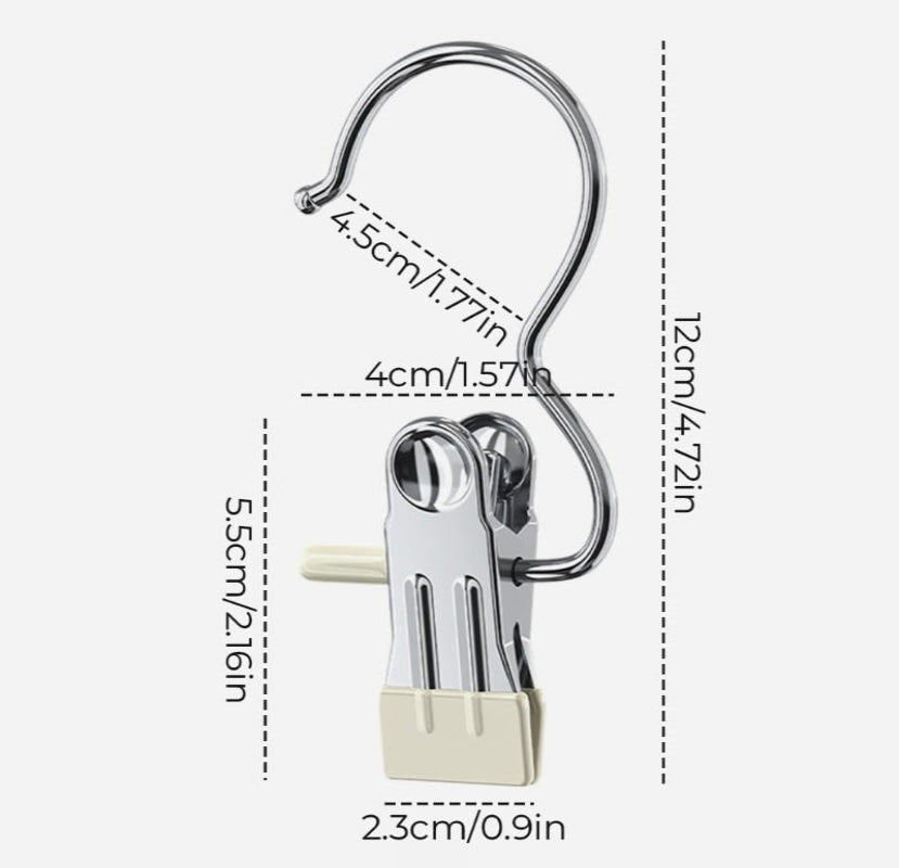 Metal Hanging Clip with Hook | Non-Slip Closet Organizer for Pants & Skirts