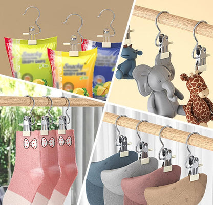 Metal Hanging Clip with Hook | Non-Slip Closet Organizer for Pants & Skirts