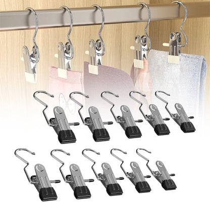 Metal Hanging Clip with Hook | Non-Slip Closet Organizer for Pants & Skirts