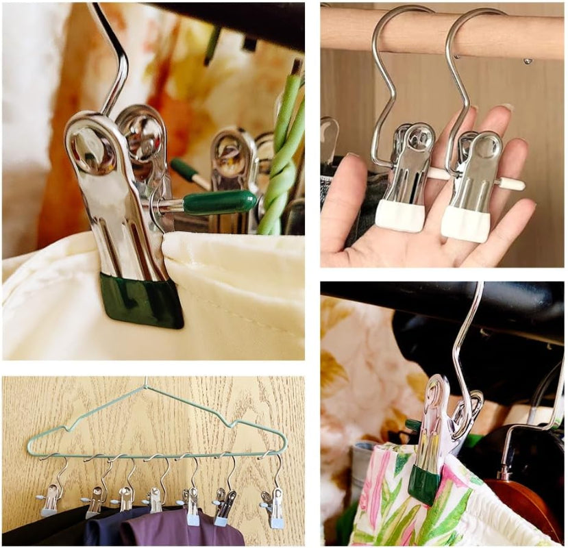 Metal Hanging Clip with Hook | Non-Slip Closet Organizer for Pants & Skirts