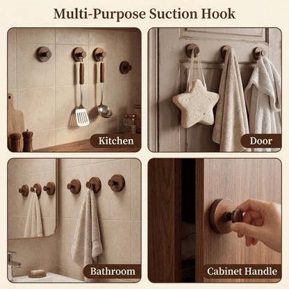 Wood Grain Twist-Lock Suction Wall Hook | Removable Vanity Storage Hook
