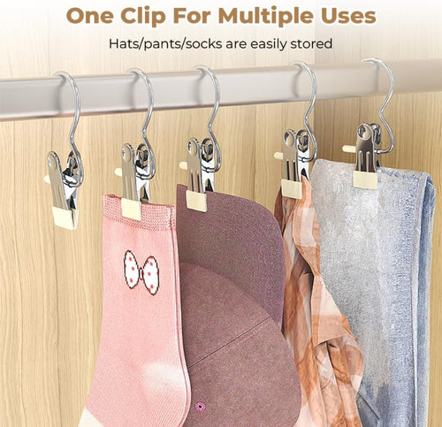 Metal Hanging Clip with Hook | Non-Slip Closet Organizer for Pants & Skirts