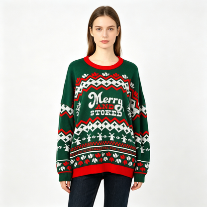 Ugly Christmas Sweater - Red with Black Splash Graphic