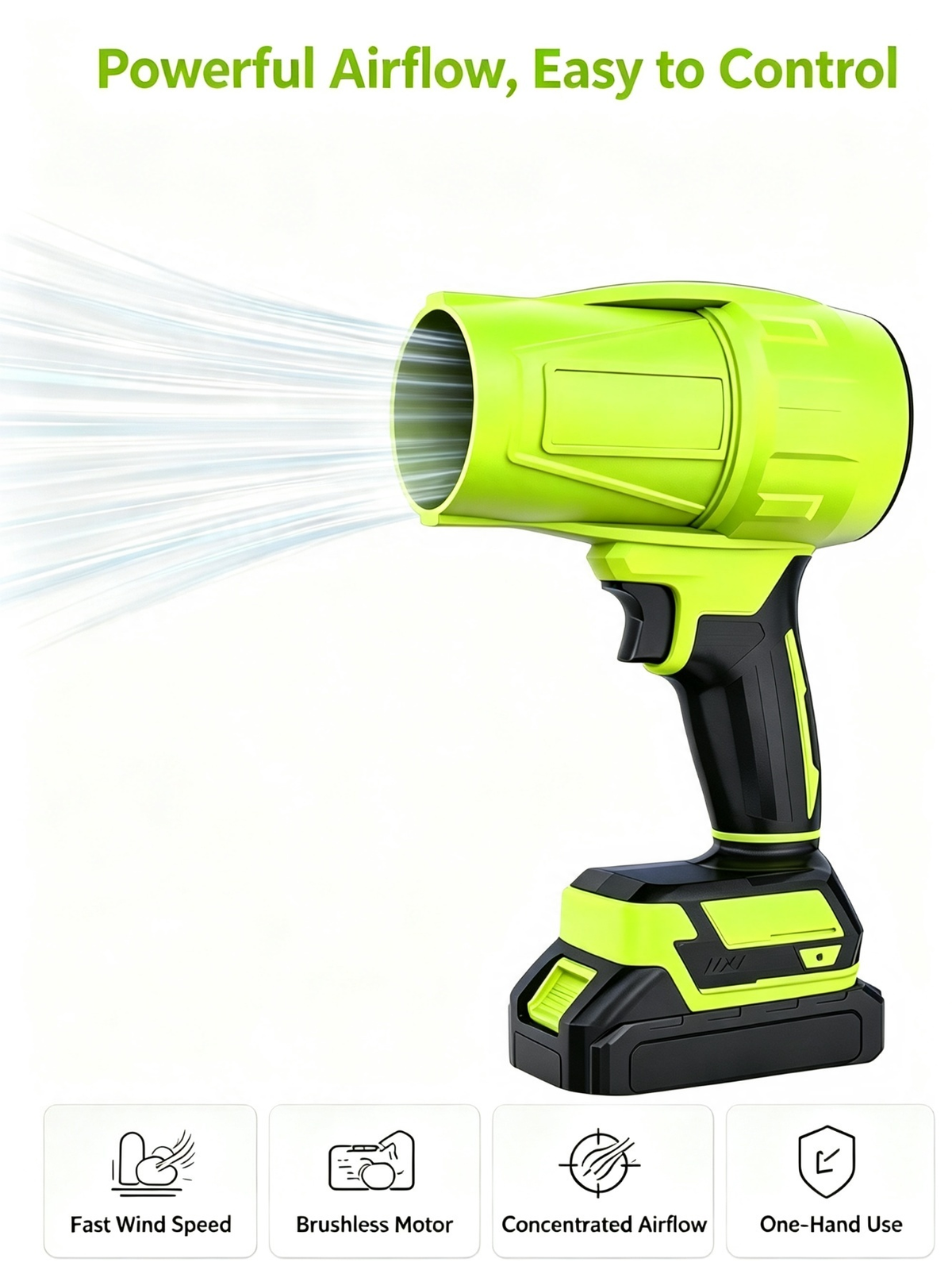 Rechargeable Cordless Turbo Blower | High Airflow Handheld Electric Leaf Blower for Lawn, Garage & Car Detailing