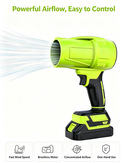 Rechargeable Cordless Turbo Blower | High Airflow Handheld Electric Leaf Blower for Lawn, Garage & Car Detailing