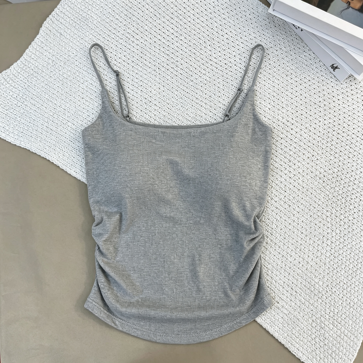 🔥🔥🔥Women's Rayon Built-in Padded Cami Top, Seamless One Piece Low Neck Adjustable Spaghetti Strap Tank Top