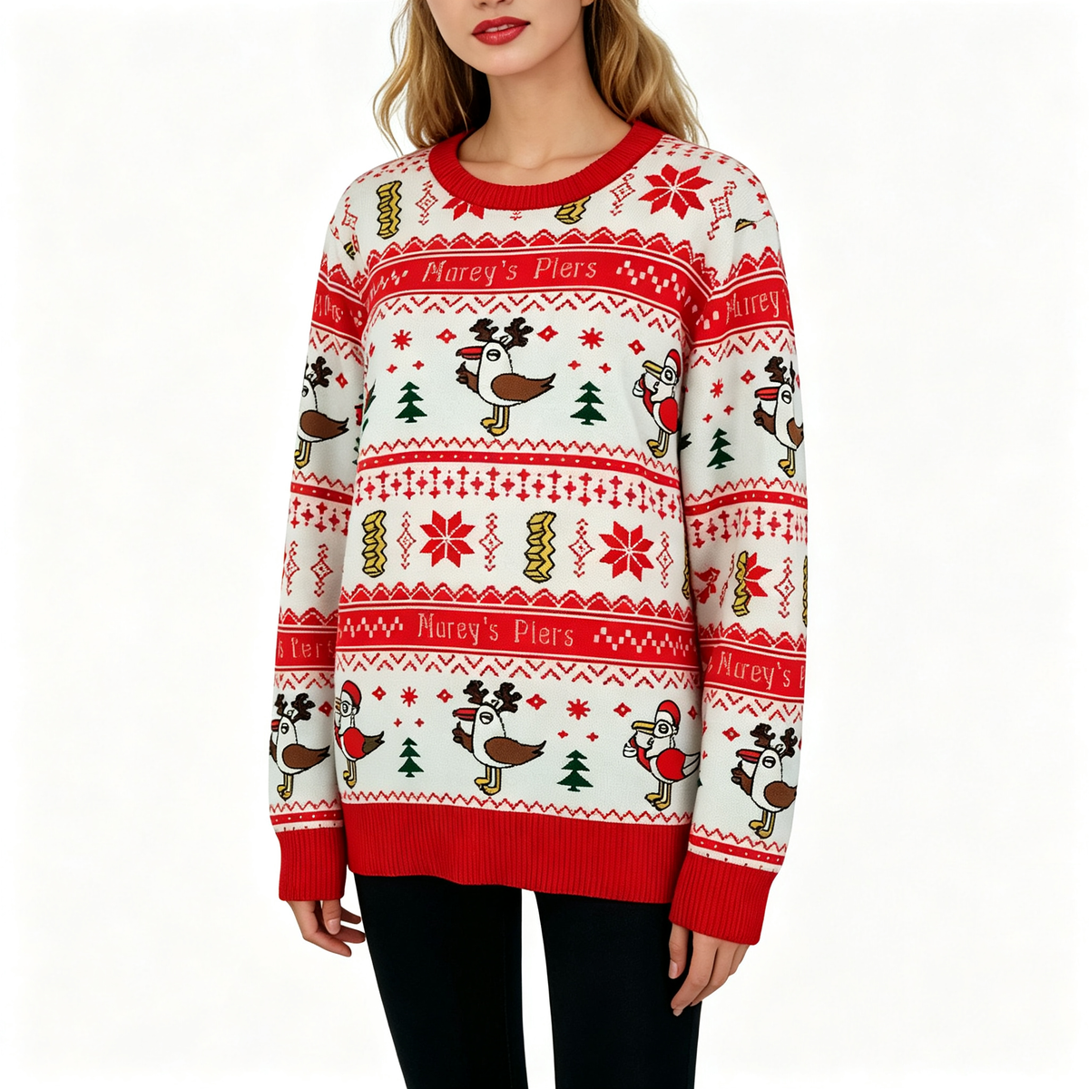 Ugly Christmas Sweater - Red with Black Splash Graphic