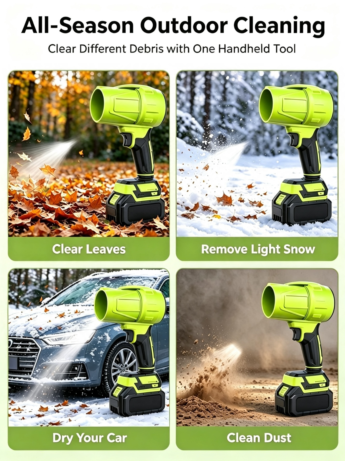 Rechargeable Cordless Turbo Blower | High Airflow Handheld Electric Leaf Blower for Lawn, Garage & Car Detailing